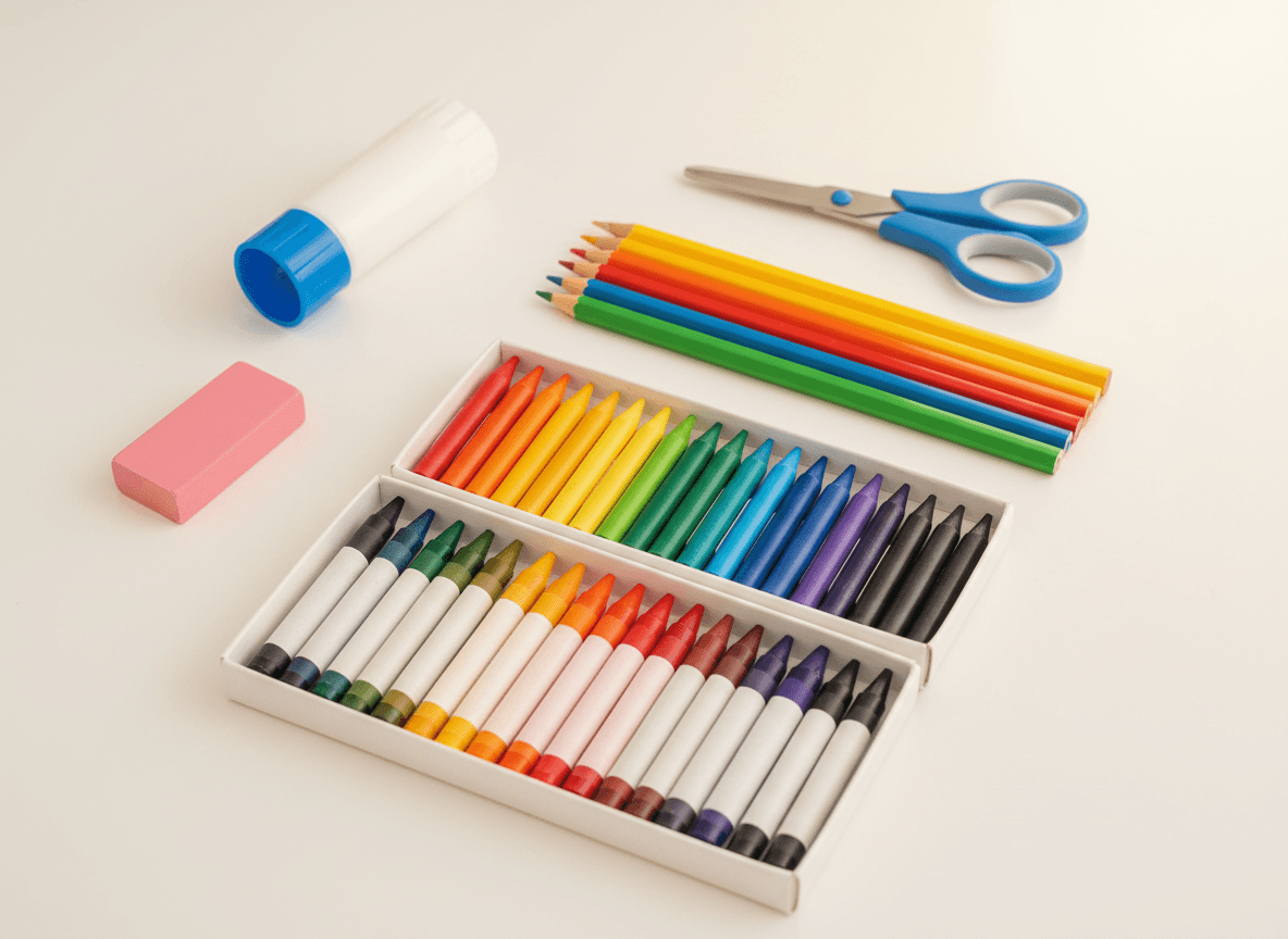 Parent and child shopping for school supplies at a store using a clear supply list from the classroom newsletter