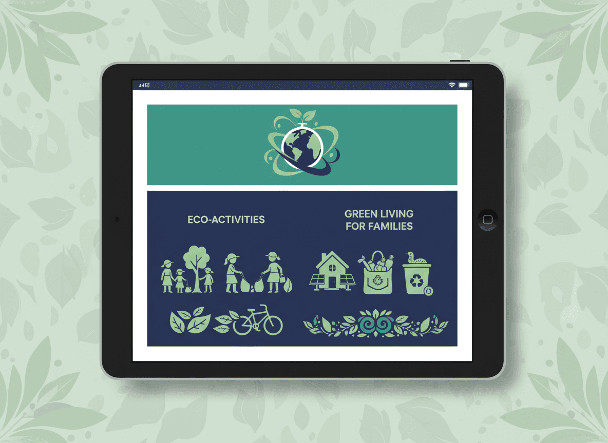 Parent and child reading an Earth Day school newsletter together while tending to a small indoor garden