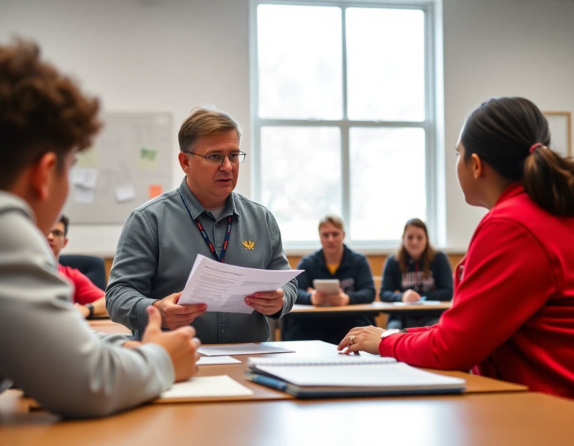 Athletic director reviewing GHSA eligibility requirements at a Georgia high school