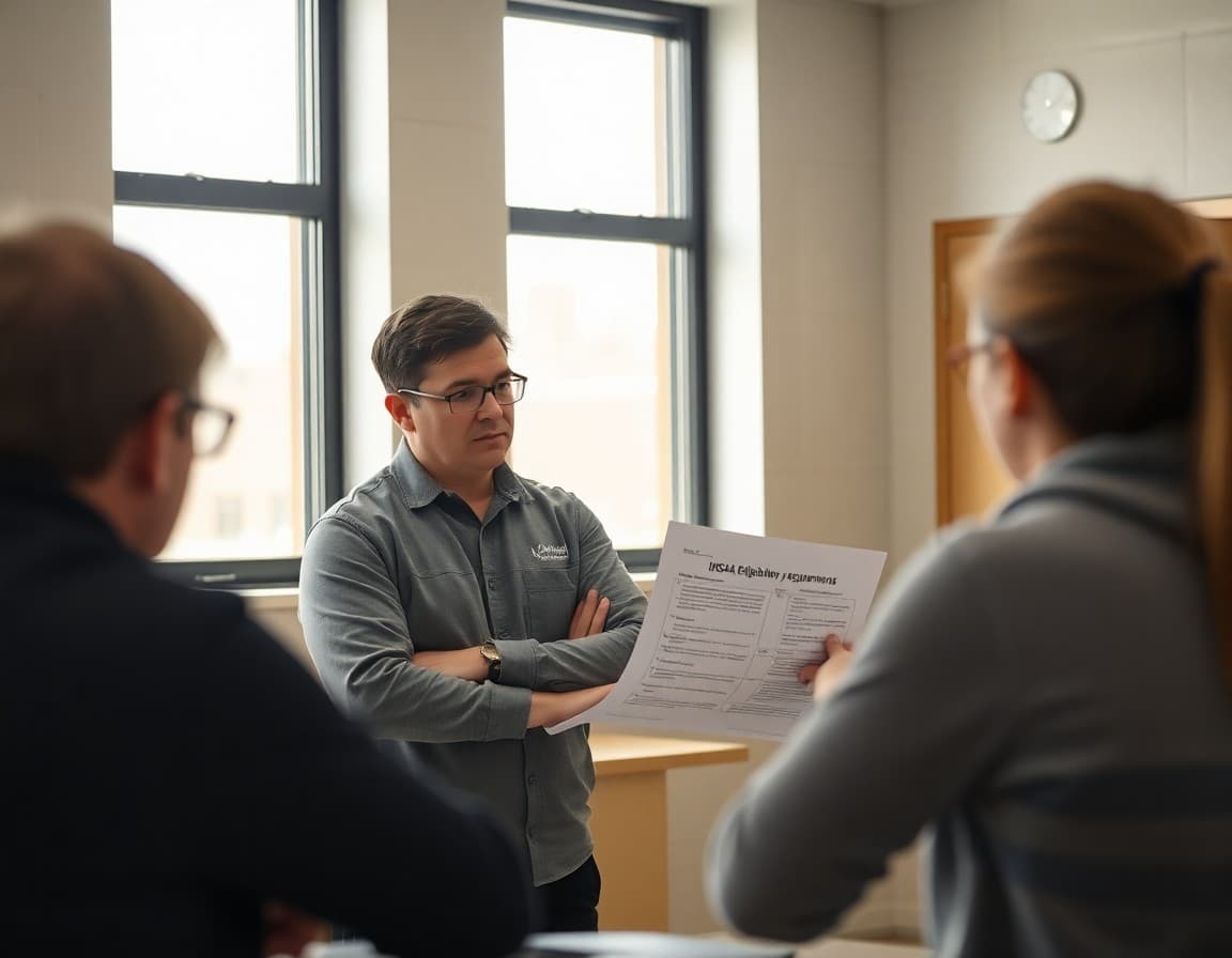 Athletic director reviewing IHSAA eligibility requirements at a Idaho high school