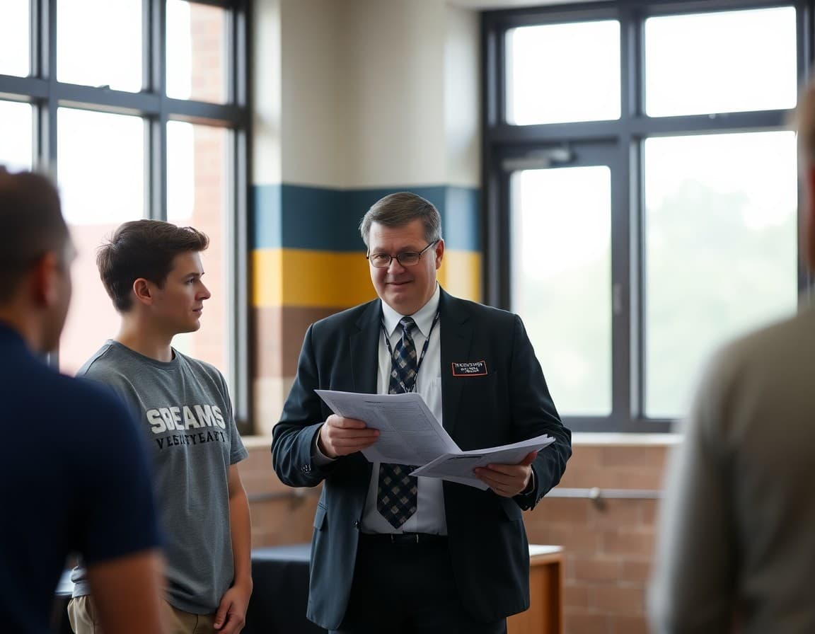 Athletic director reviewing KHSAA eligibility requirements at a Kentucky high school