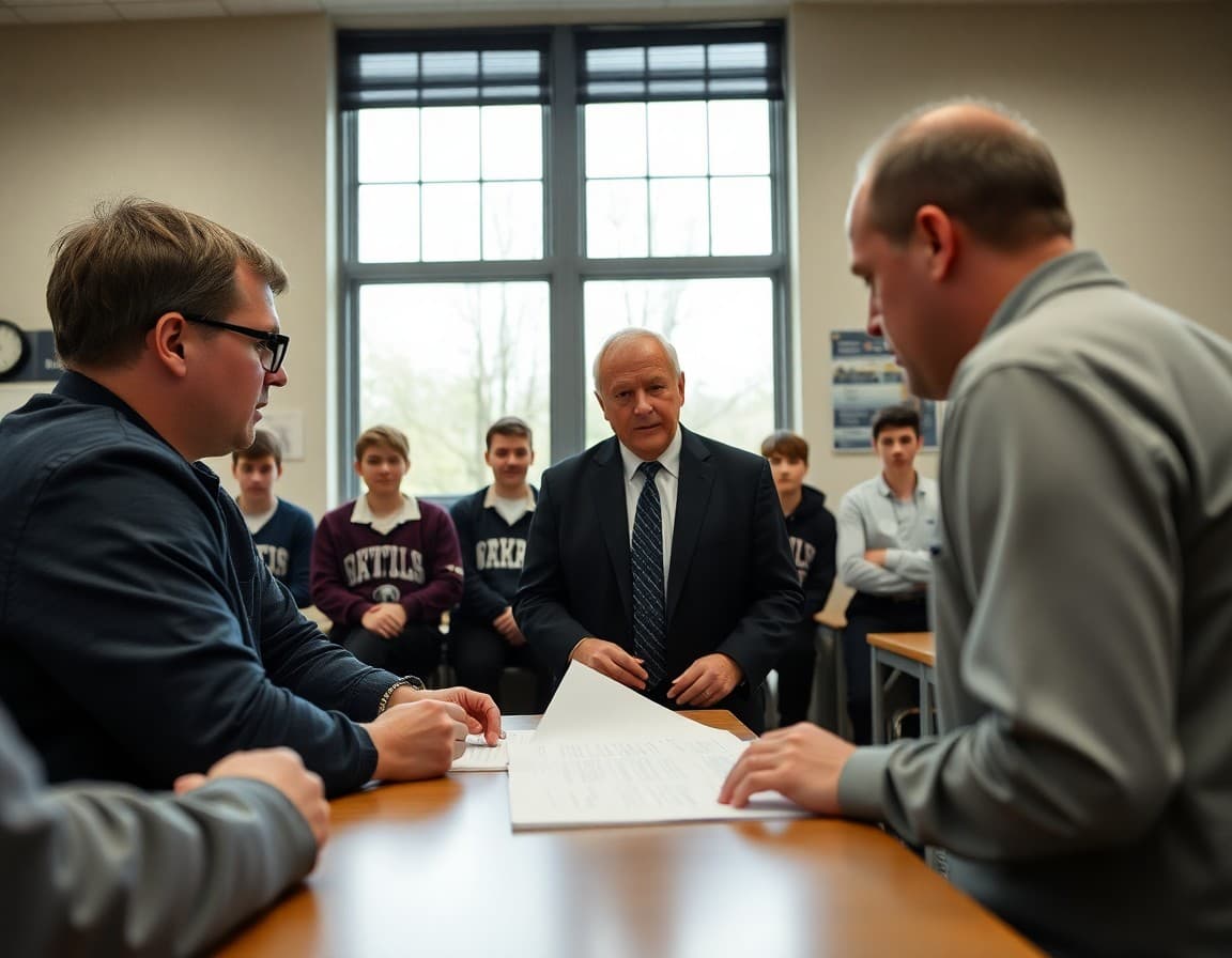 Athletic director reviewing MIAA eligibility requirements at a Massachusetts high school