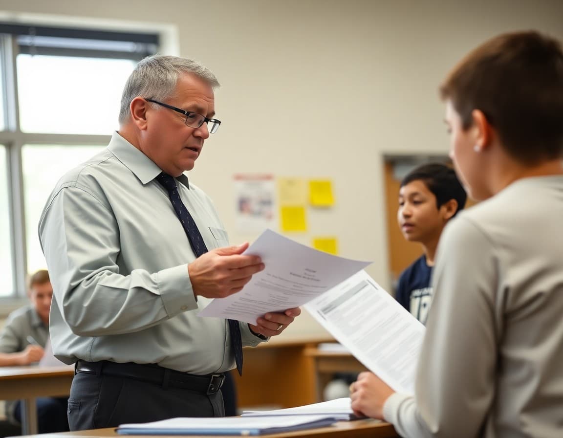 Athletic director reviewing NIAA eligibility requirements at a Nevada high school