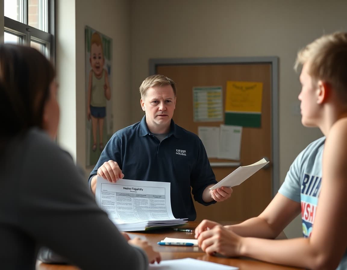 Athletic director reviewing OHSAA eligibility requirements at a Ohio high school