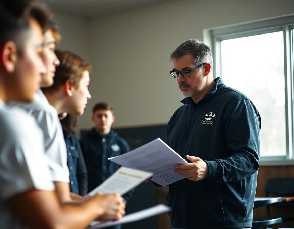Athletic director reviewing OSAA eligibility requirements at a Oregon high school