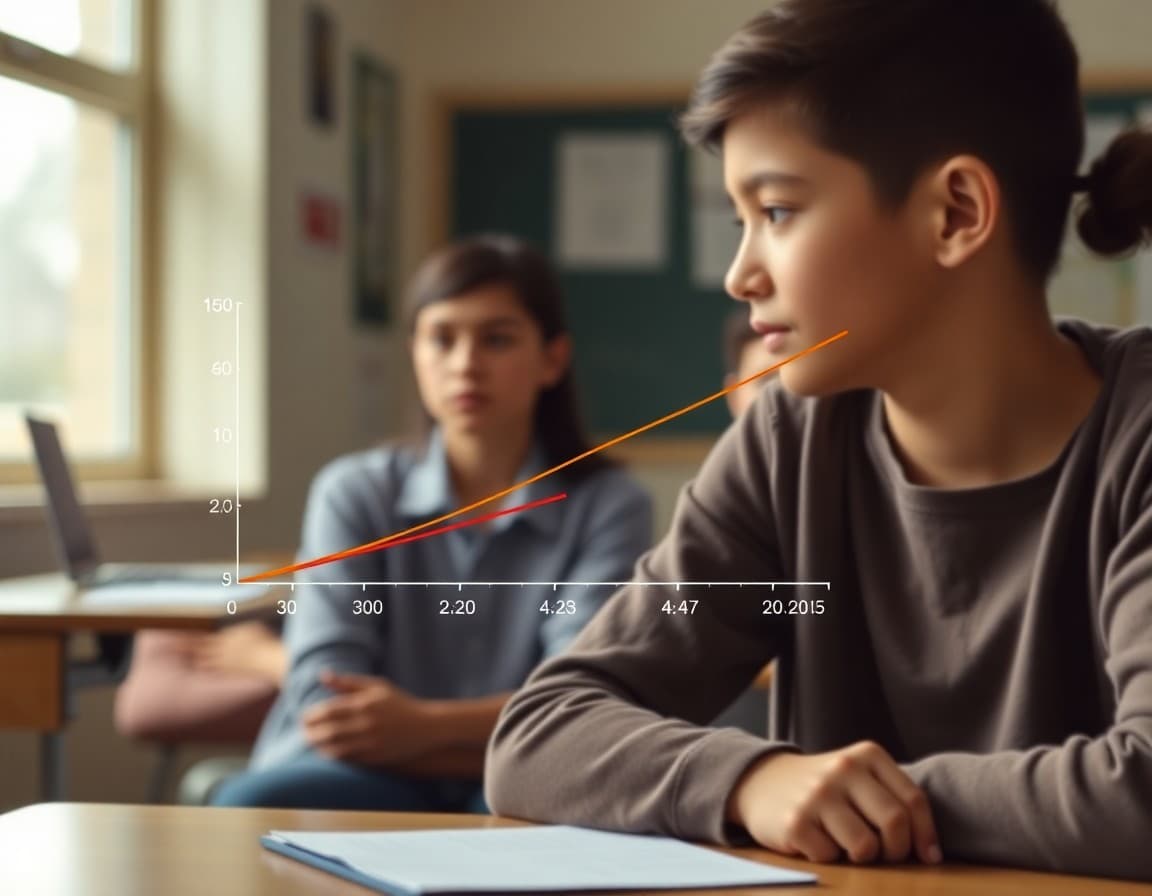 Chart showing correlation between student attendance rates and academic achievement scores