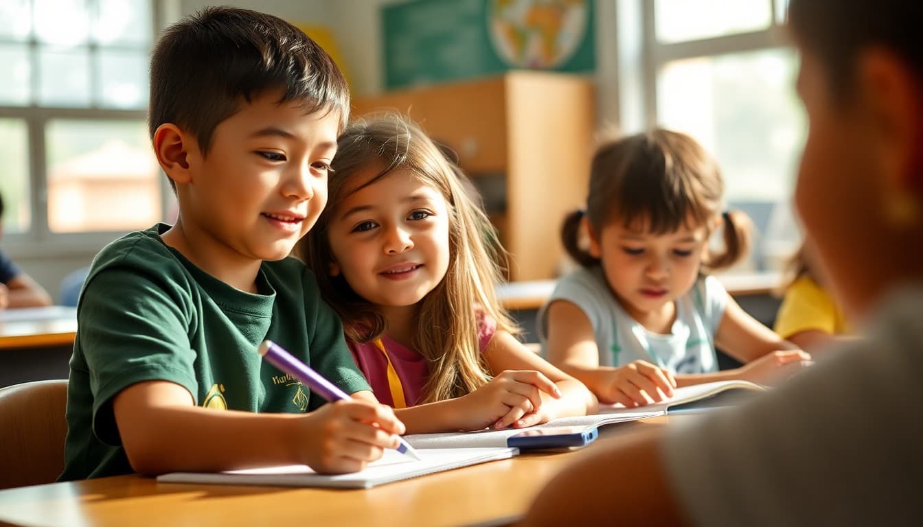 Bilingual summer school students maintaining language skills during summer activities