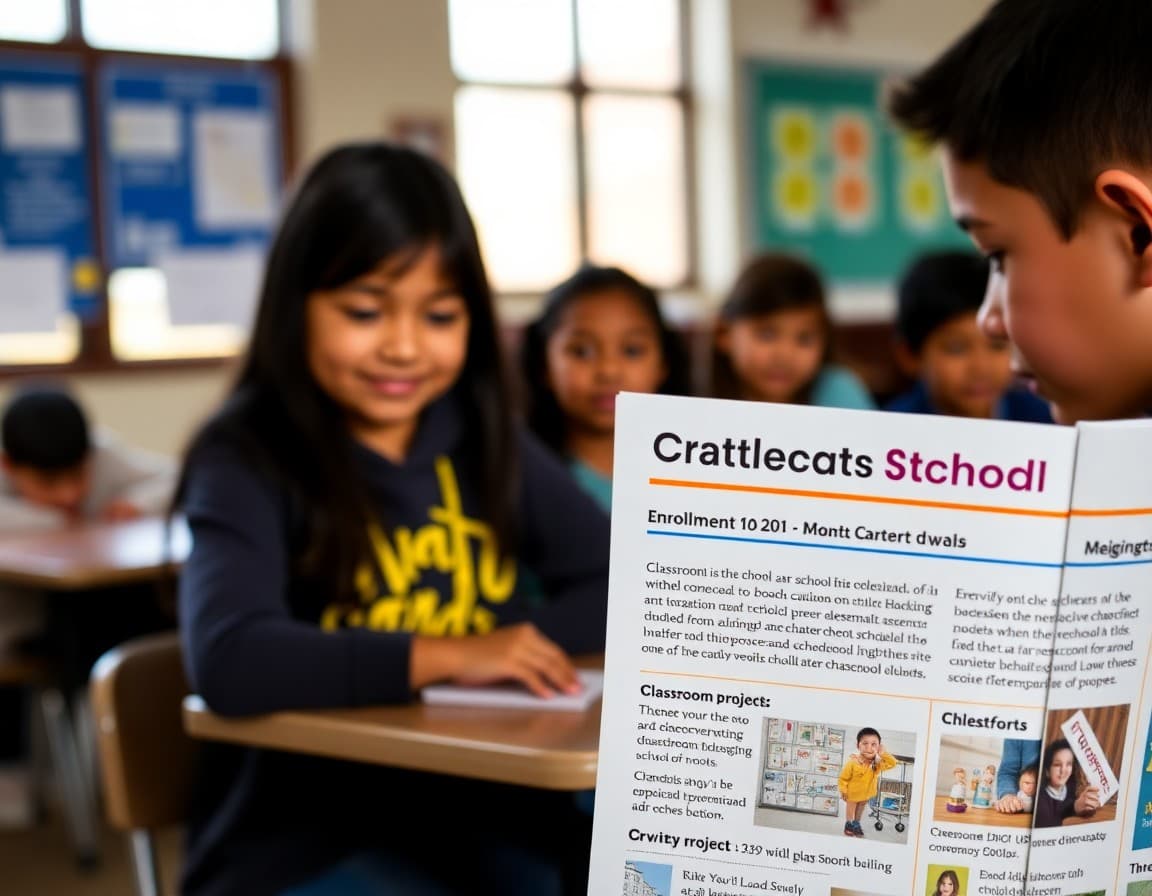 Arizona charter school newsletter showing enrollment deadline and classroom project highlights