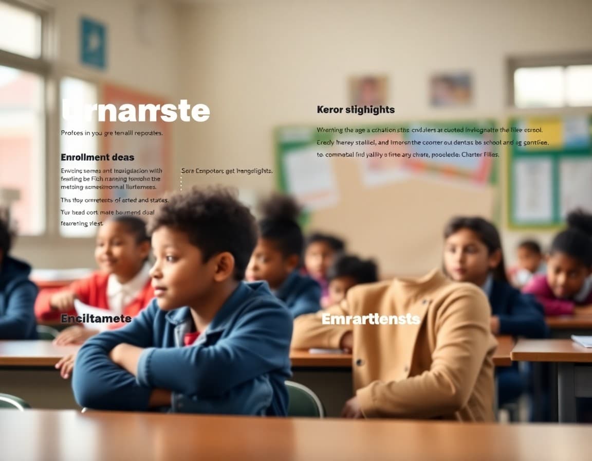 Charter school newsletter template showing school highlights and enrollment information