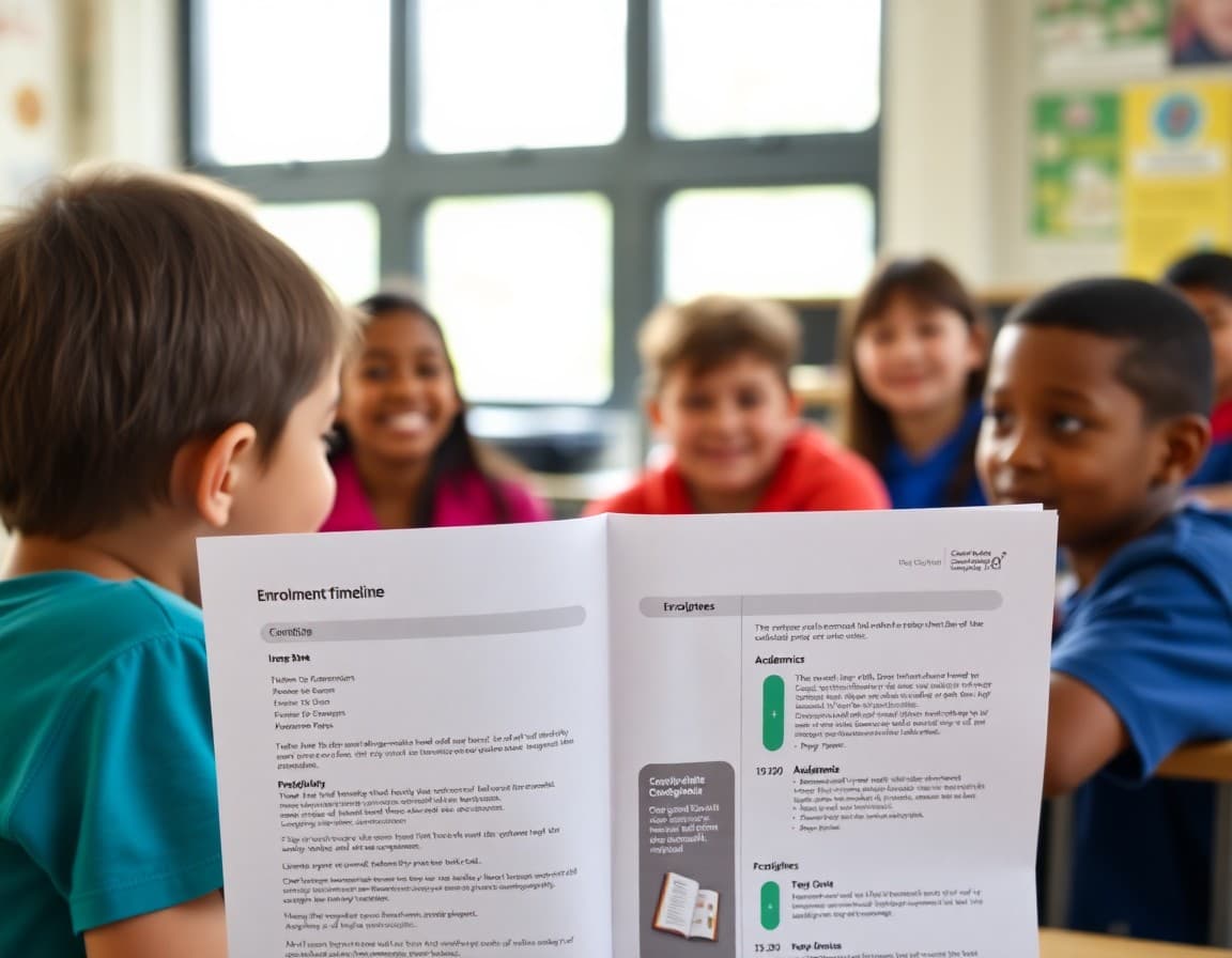 Georgia charter school newsletter showing enrollment timeline and academic progress section