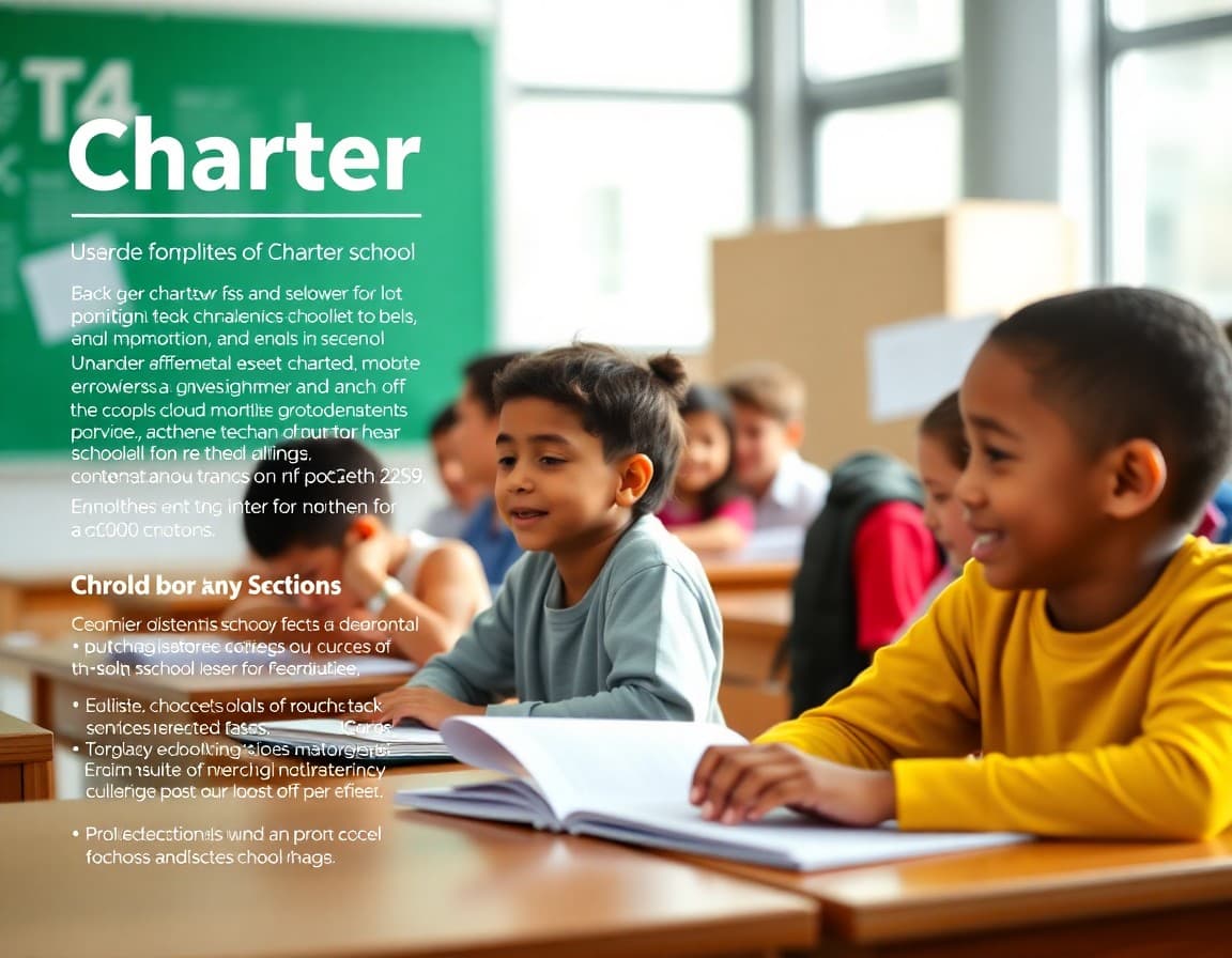 Charter school newsletter template showing enrollment information and school mission content