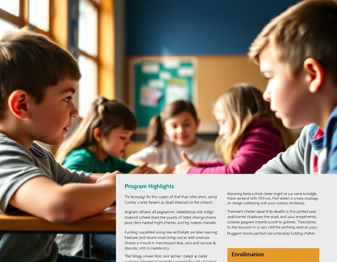 Wyoming charter school newsletter with program highlights and enrollment information section