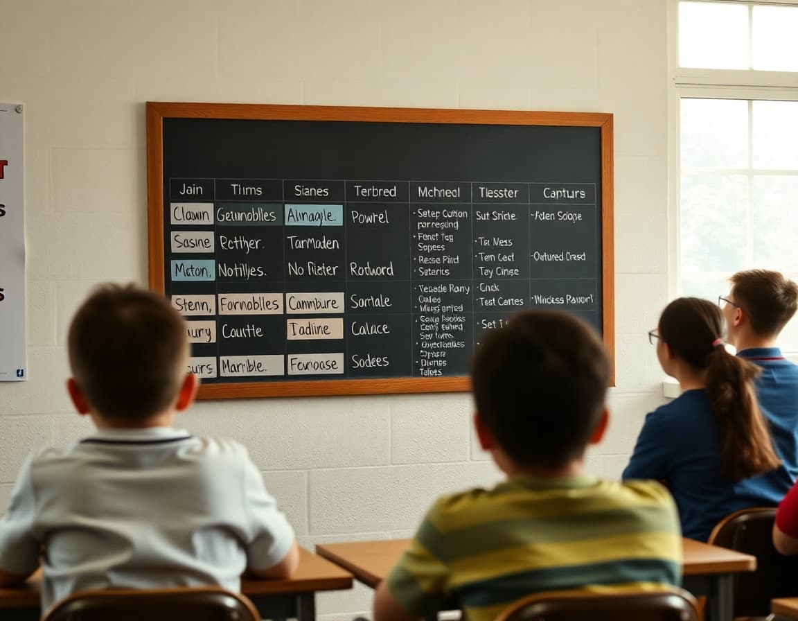 Classroom jobs chart on wall showing student names next to different roles