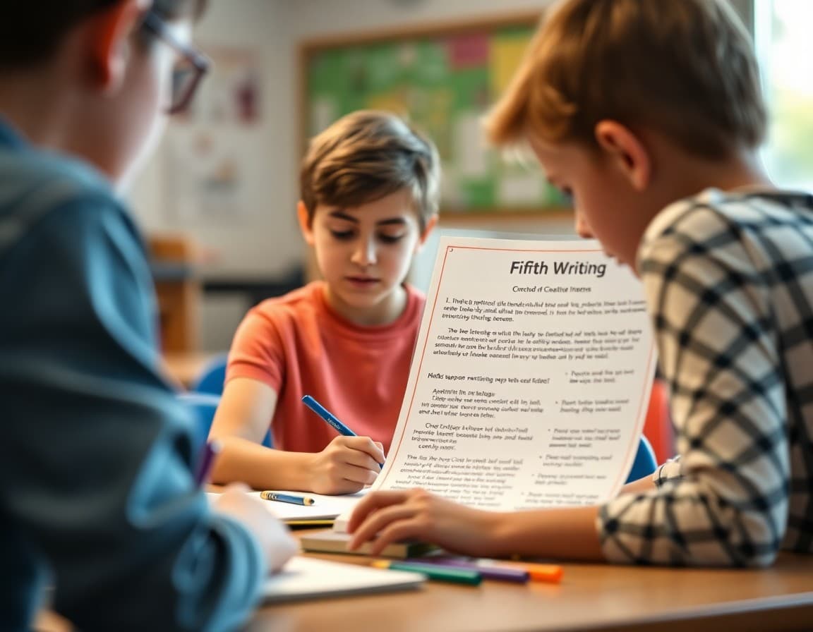 Fifth grade creative writing newsletter with parent support strategies and home activity ideas