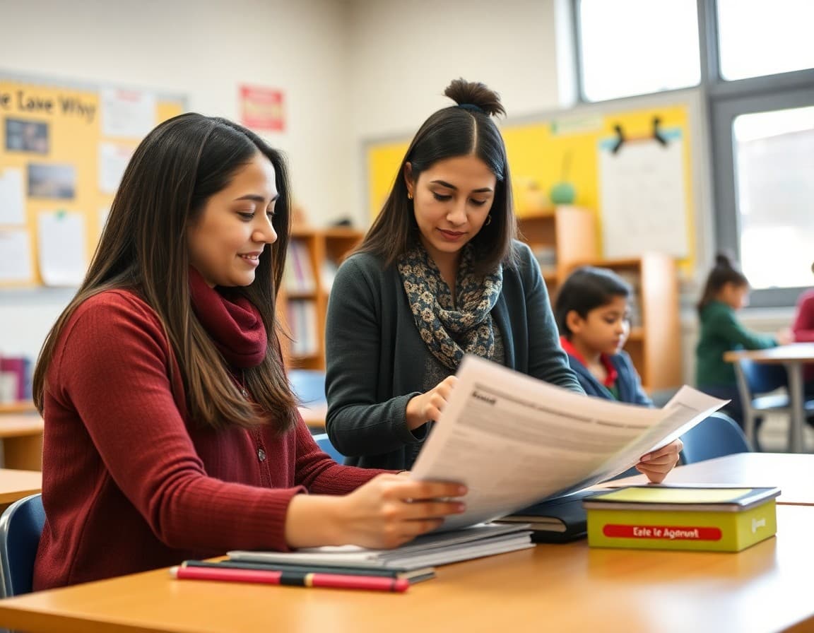 Bilingual coordinator preparing 5th grade ELL support newsletter for families