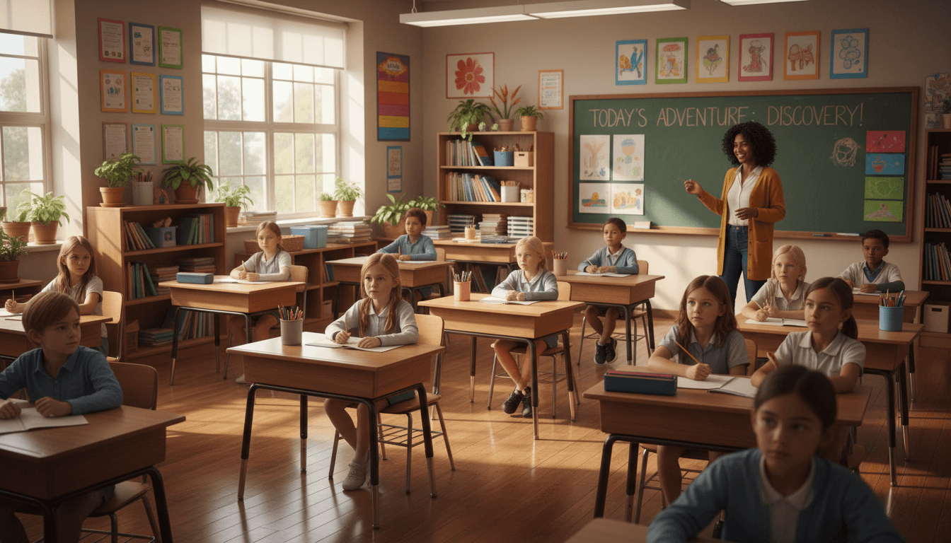 Fourth grade students sitting attentively in a well-organized classroom