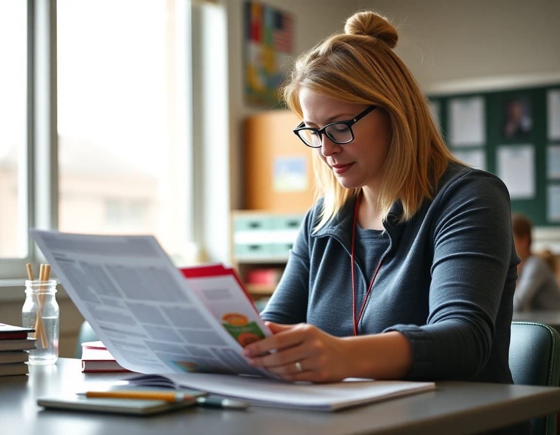 Fourth grade teacher preparing social studies unit newsletter for class families