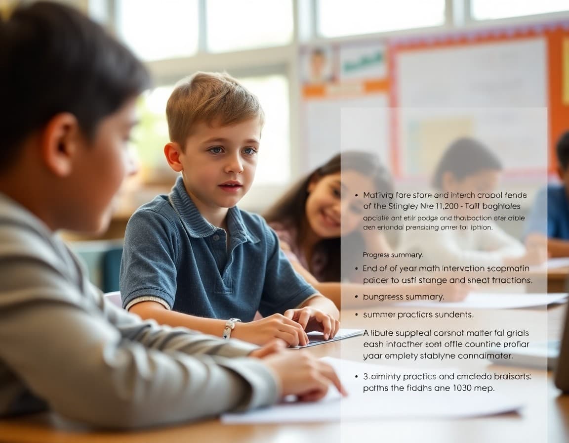 End-of-year math intervention newsletter with summer practice recommendations and progress summary