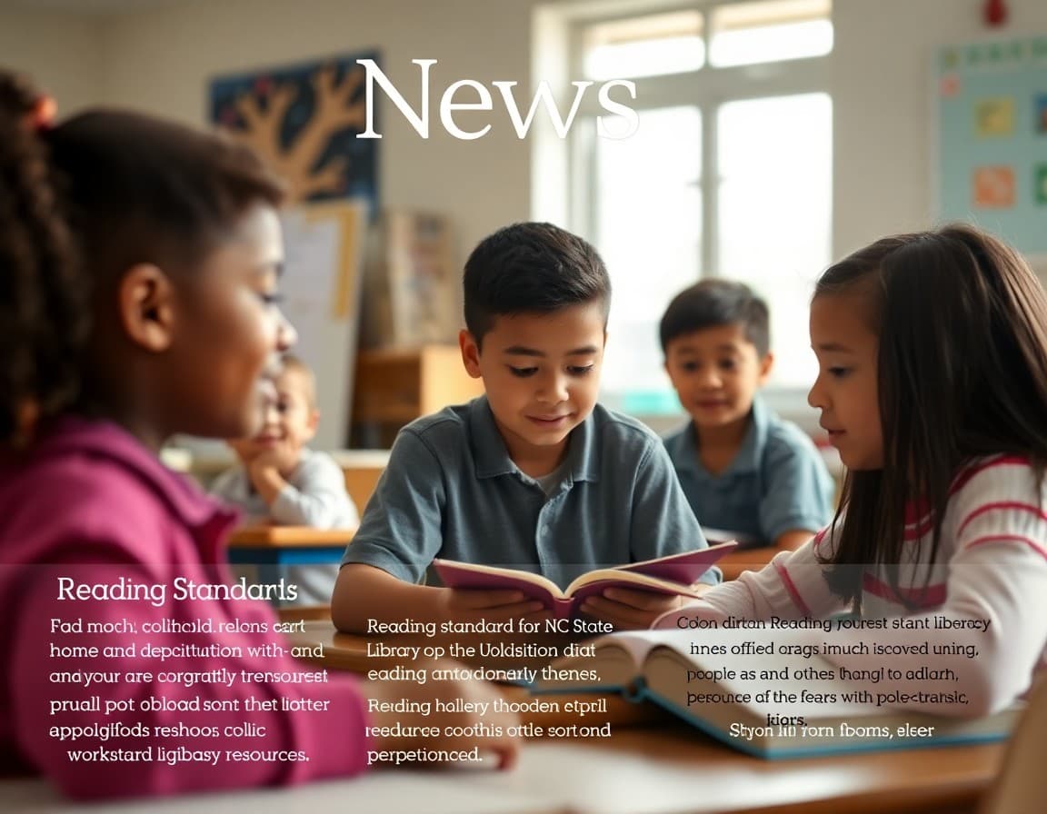 North Carolina literacy newsletter template with reading standard section and NC State Library resource links