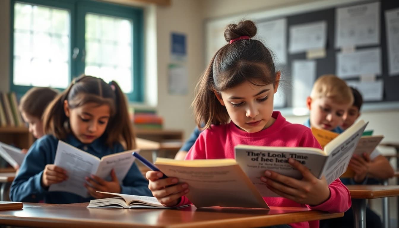 Students reading independently and annotating texts in a classroom reading workshop