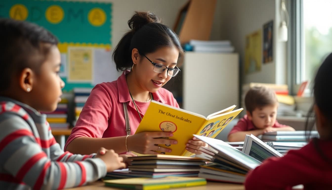 Reading specialist organizing decodable readers and phonics materials for back to school