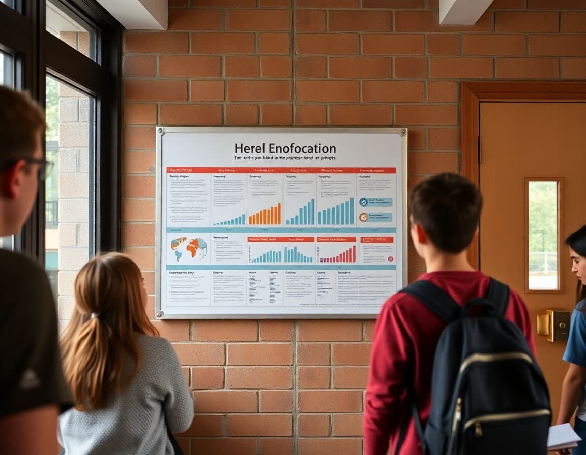 Student-made infographic displayed in a public space showing real data the class collected
