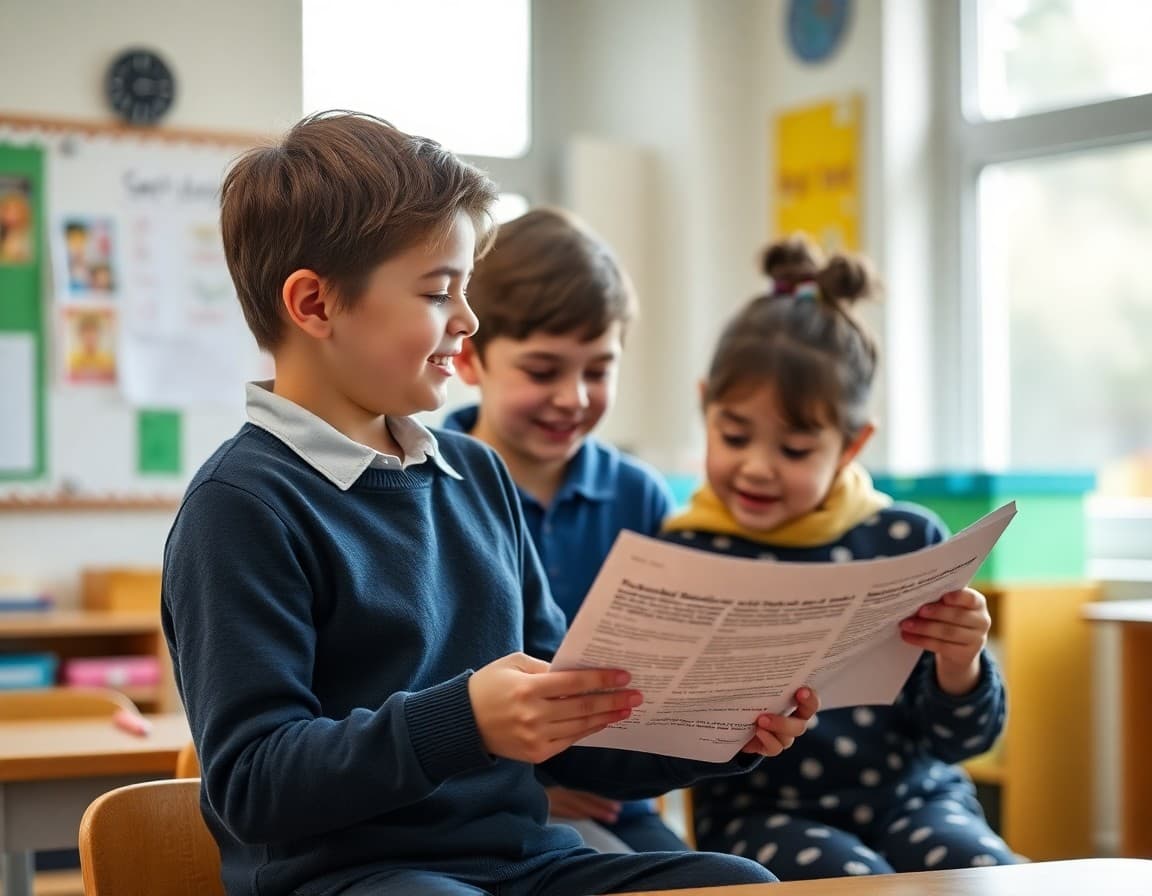 Parent reading newsletter explanation of collaborative problem solving approach used in classroom