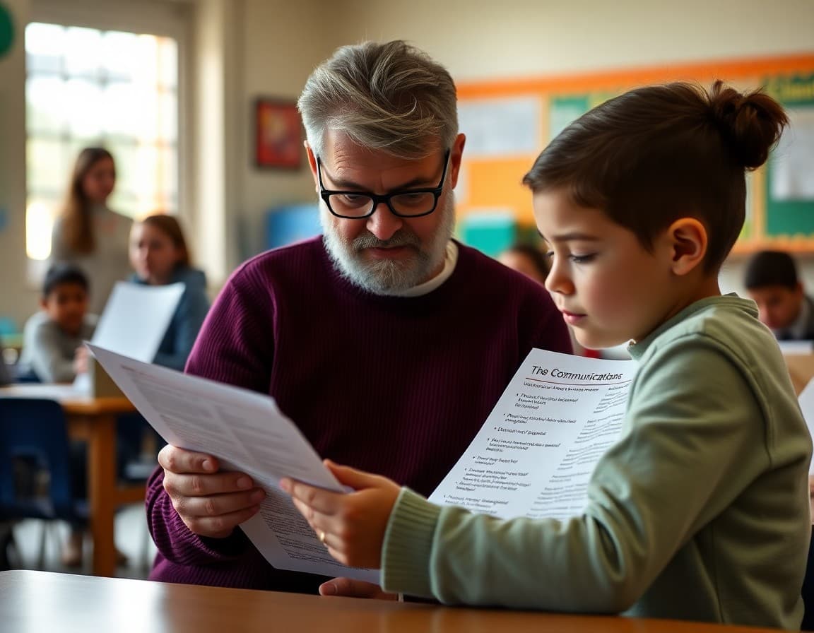 Parent reviewing communication options outlined in a teacher newsletter