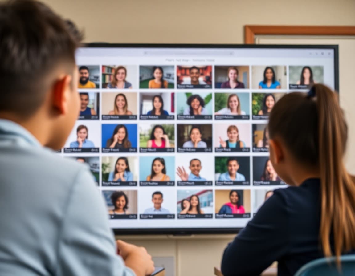 Grid of student video thumbnails on a Flipgrid topic response board