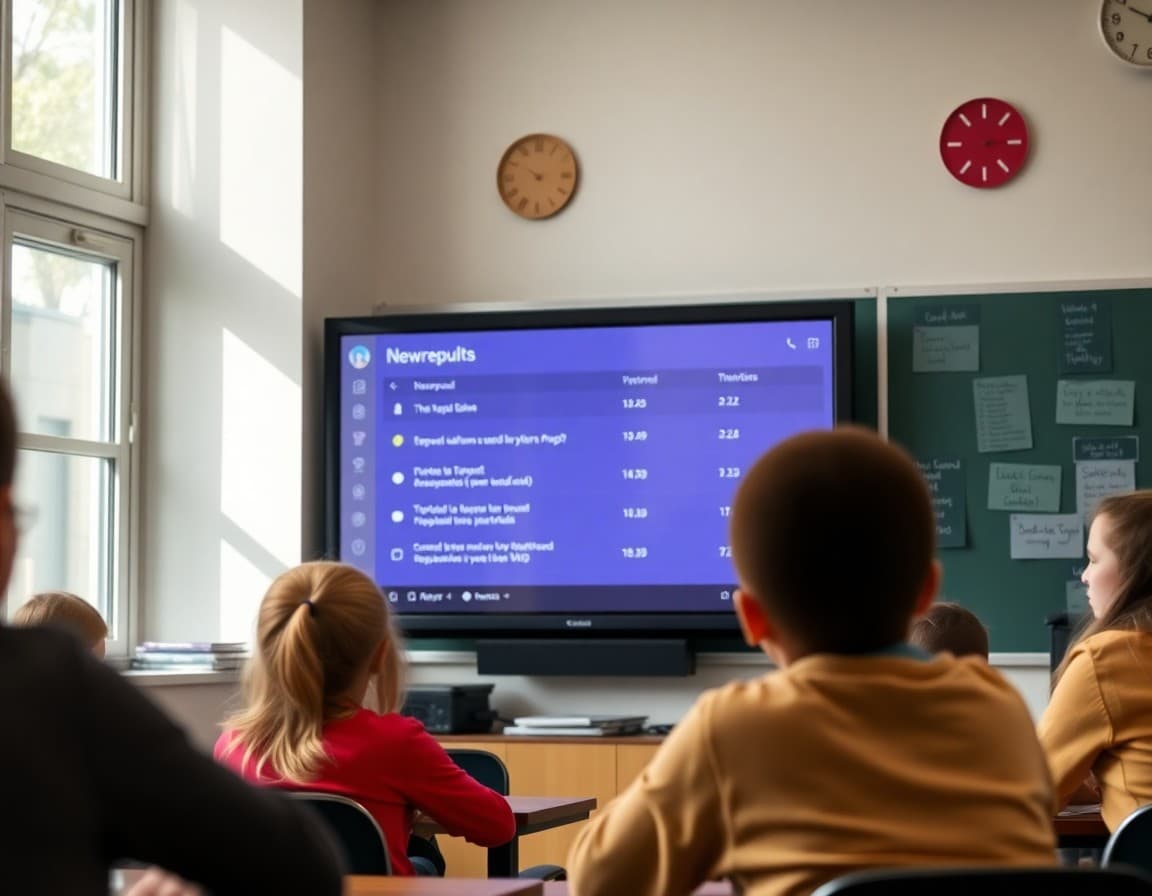 Classroom screen showing Nearpod results with student responses submitted in real time