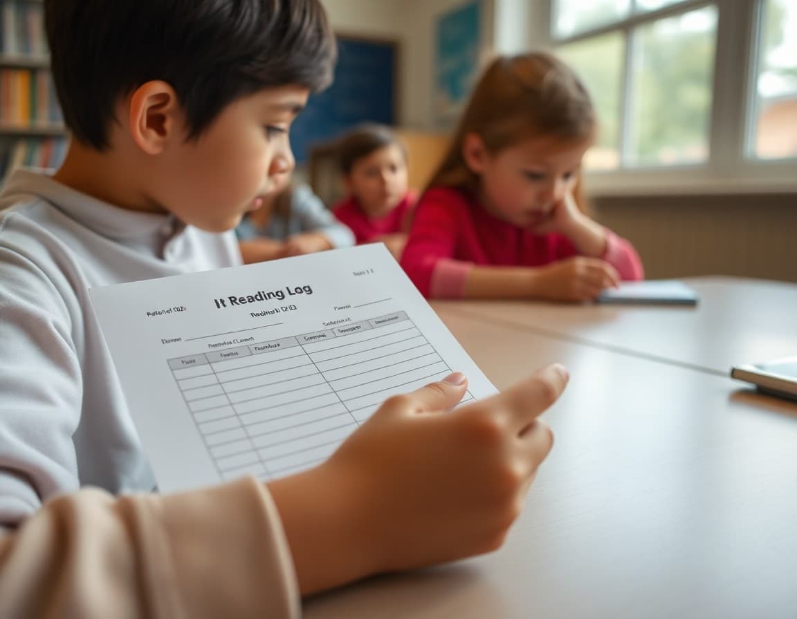 A reading log sheet filled out by a student with parent signature