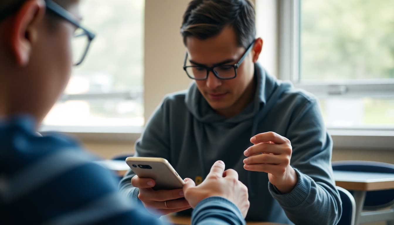 Parent reading a school notification on a smartphone from the Remind messaging app