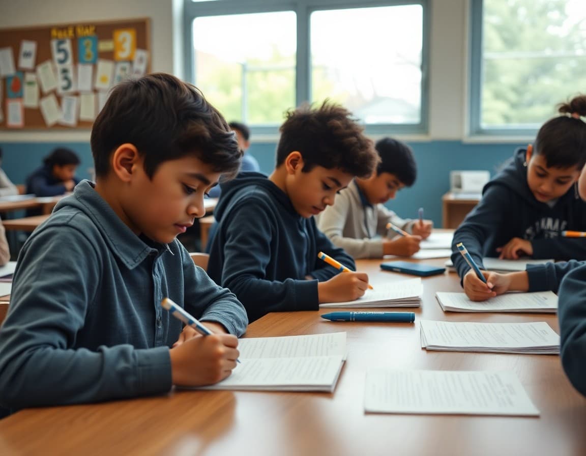 Students writing thank-you letters as part of a service learning reflection activity