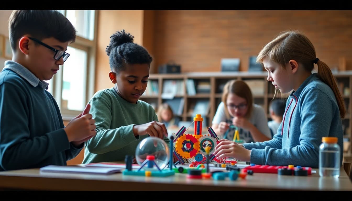 Students designing colorful engineering prototypes that blend art and science principles