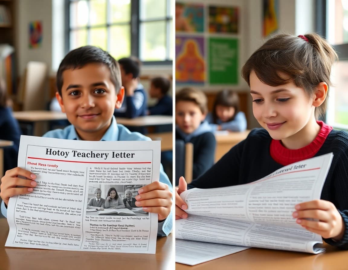 Side-by-side newsletter examples showing distant formal tone versus warm direct teacher tone