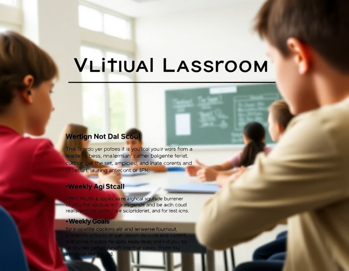 Virtual classroom newsletter template with sections for schedule, links, and weekly goals
