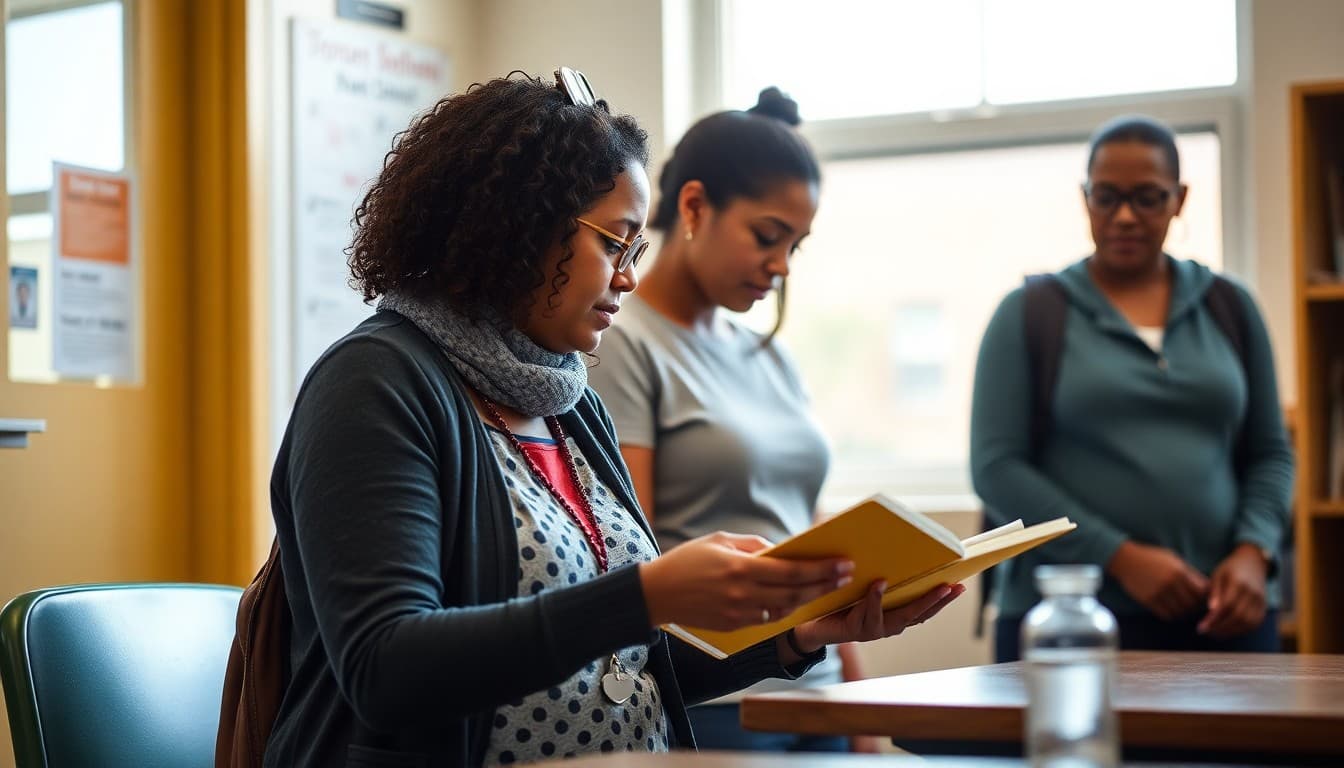 School counselor and teacher doing neighborhood family outreach visits to reach disengaged families