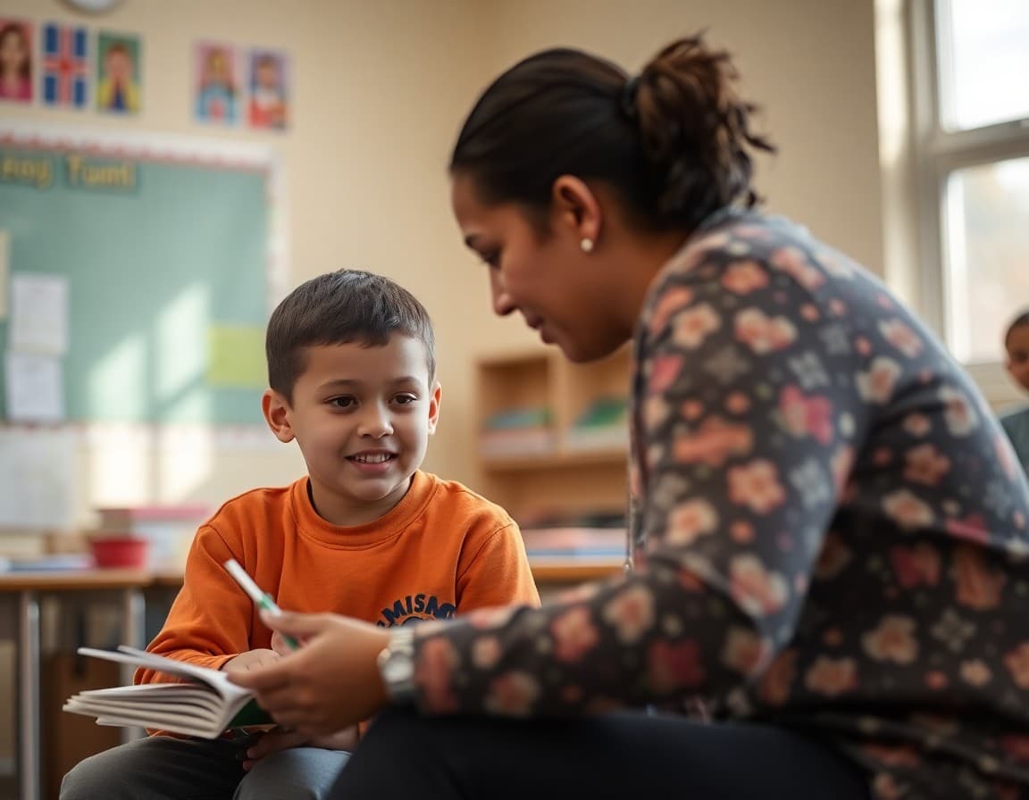 Student receiving one-on-one tutoring from volunteer in a school partnership tutoring session