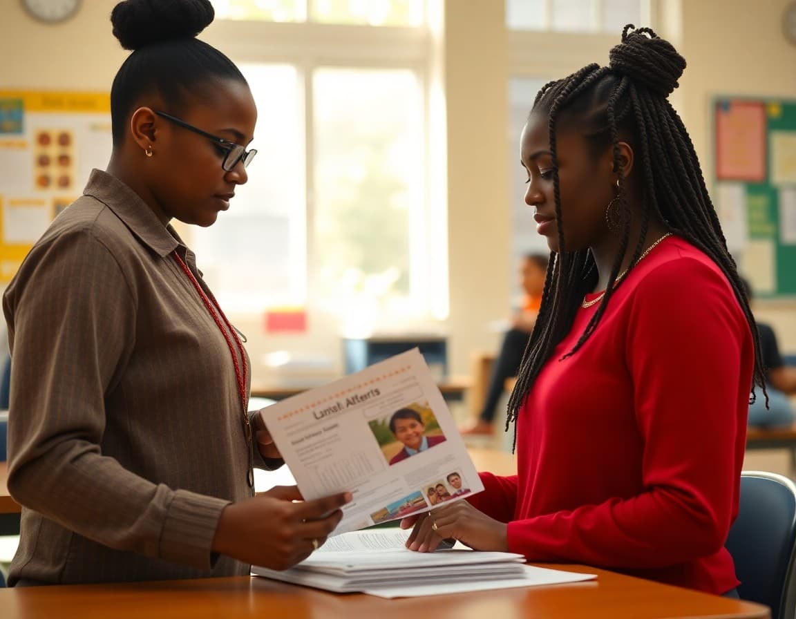School diversity coordinator preparing cultural celebration invitation newsletter