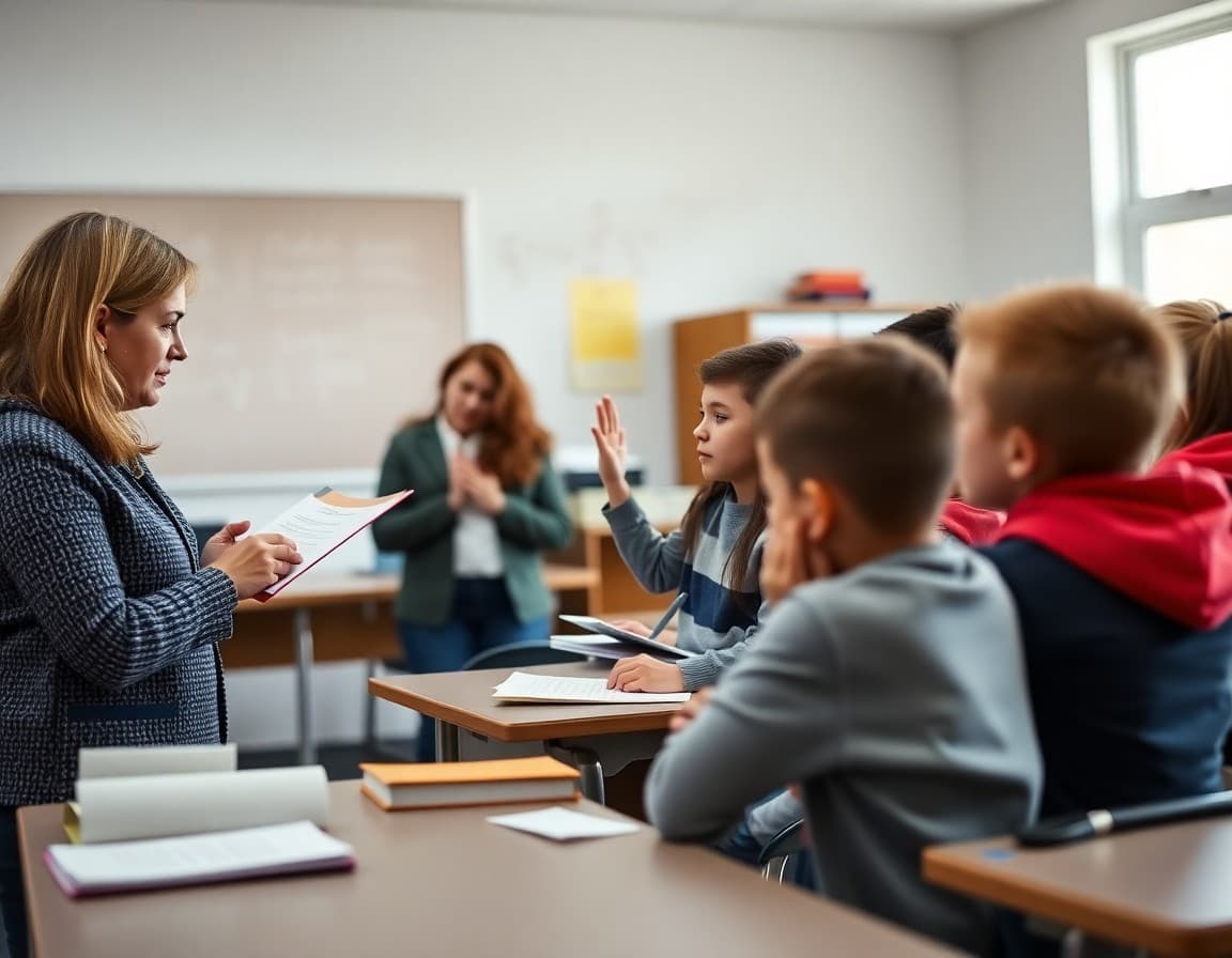 Students signing academic honor pledge in classroom as teacher explains integrity expectations
