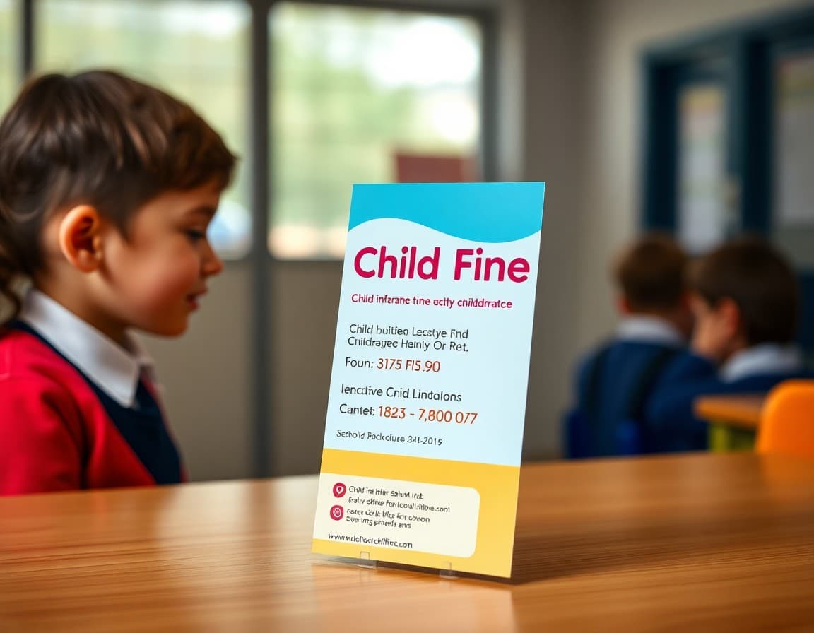Child Find information brochure with contact details displayed at a school front office