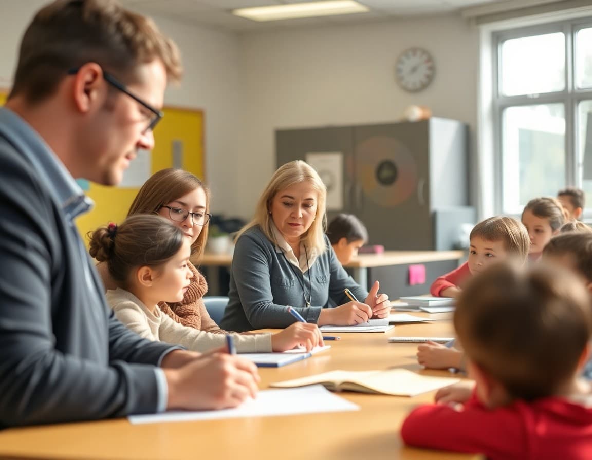 School district staff working with families and community members