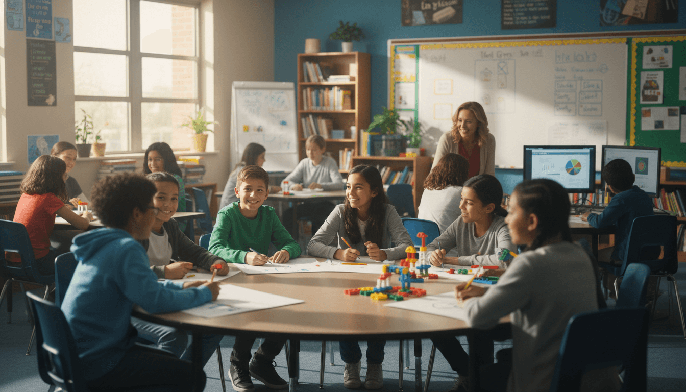 Students in a gifted education classroom working on a project-based learning activity