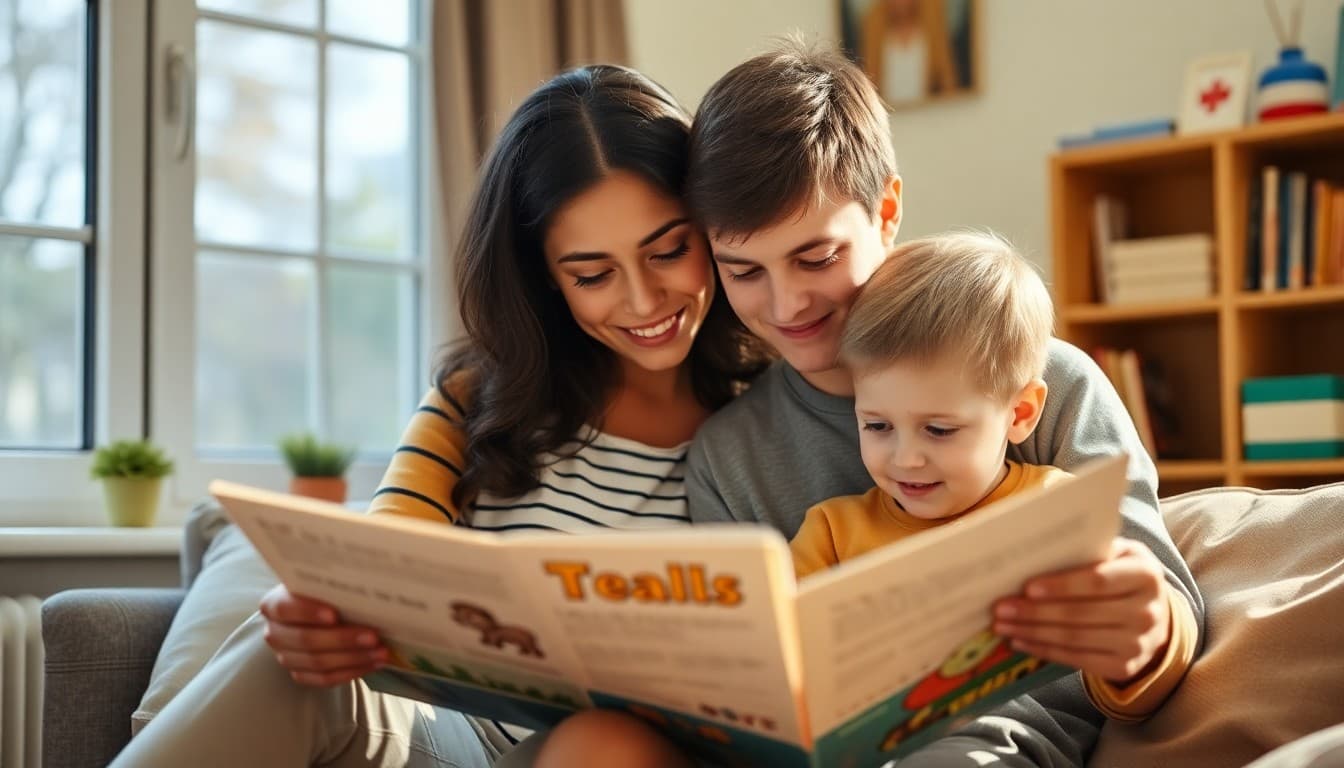 Parent and child reading together at home supported by elementary school newsletter tips