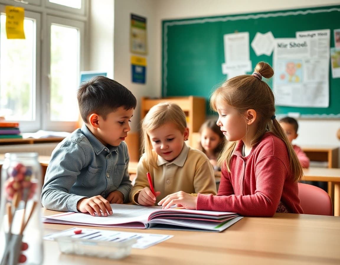 Students and teacher in a Kindergarten Newsletter classroom engaged in a learning activity