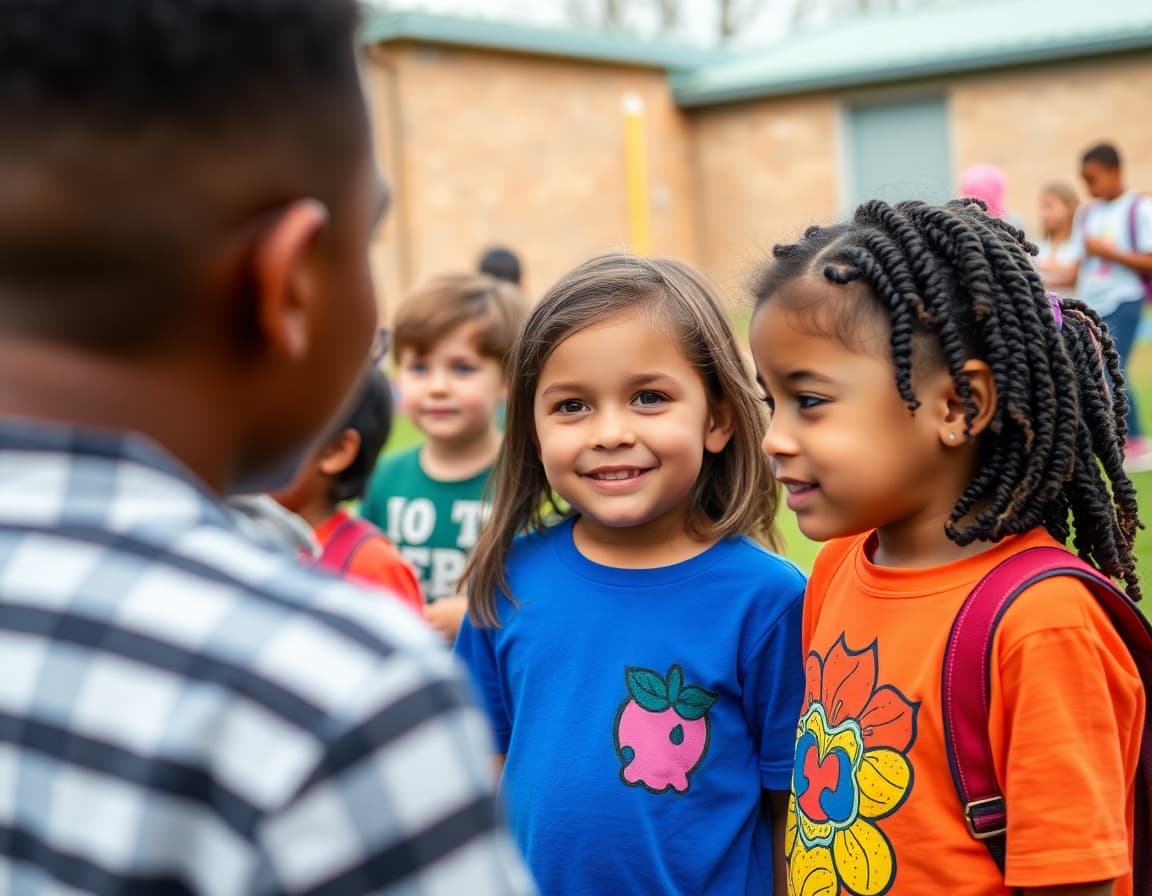 Elementary school students at an outdoor community event at a Mississippi school in spring
