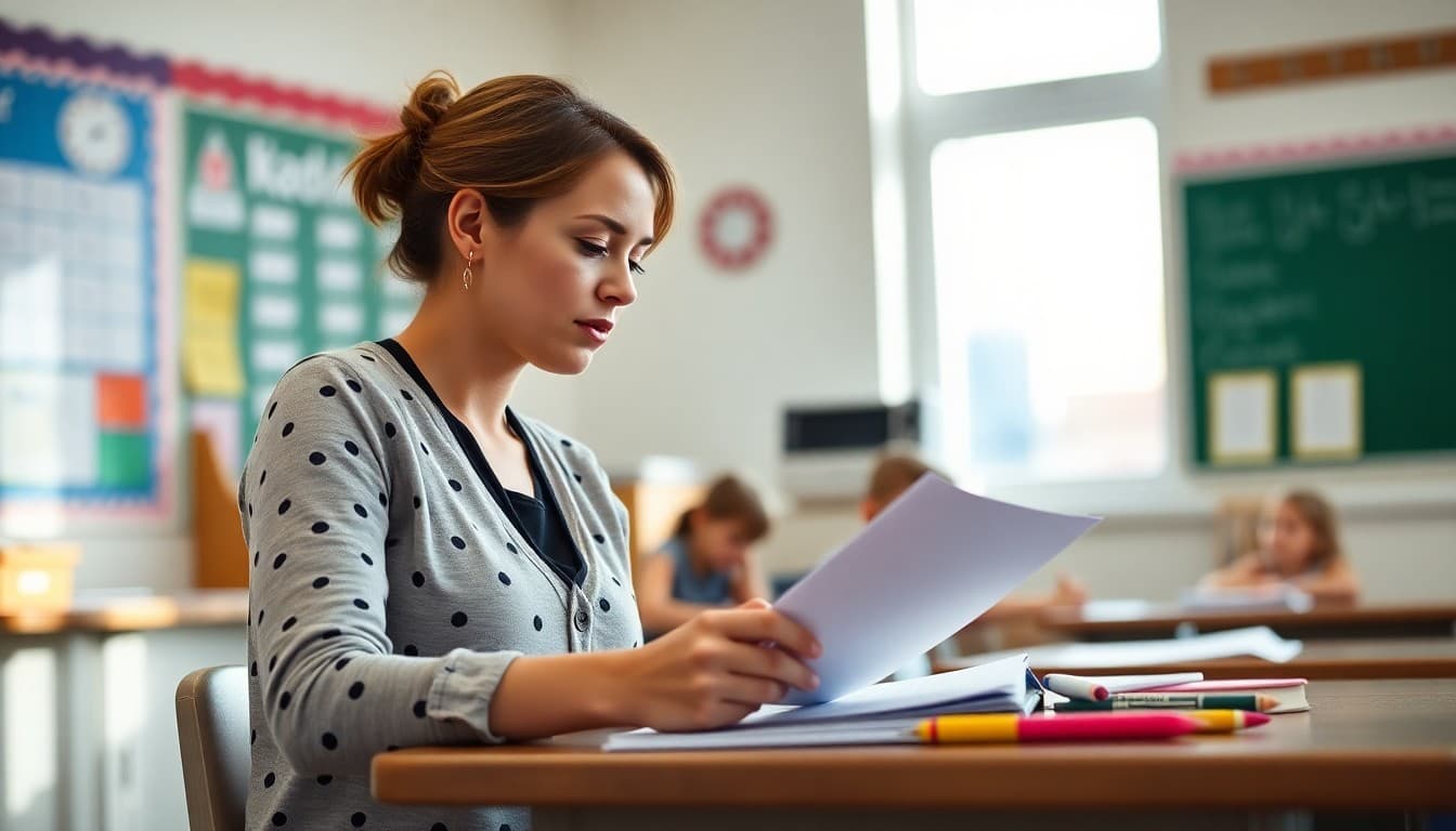 Elementary school teacher writing a newsletter for Second Grade families
