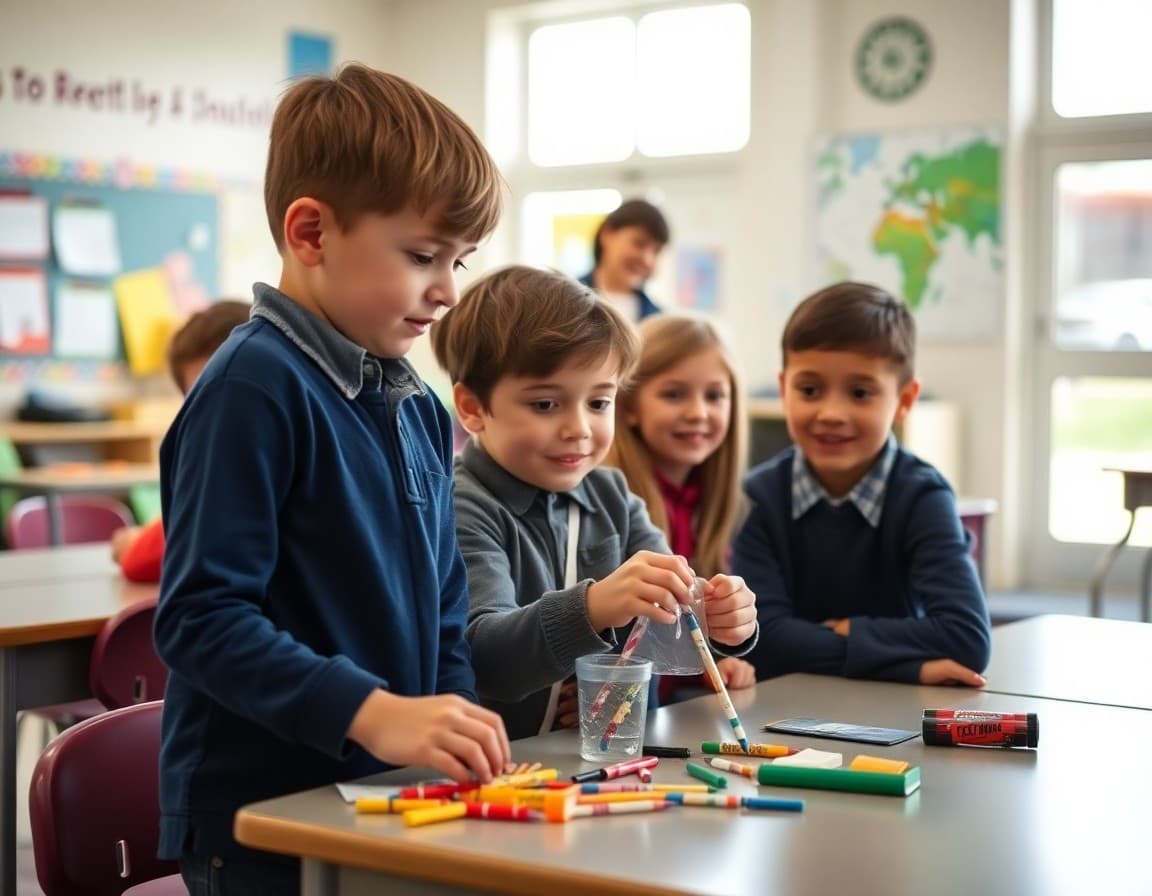 Elementary classroom activity related to the 100th day of school with engaged students