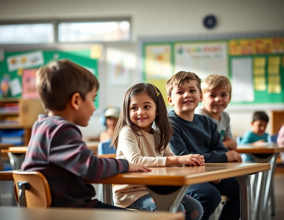 Elementary classroom activity related to the playground buddy bench and inclusion culture with engaged students