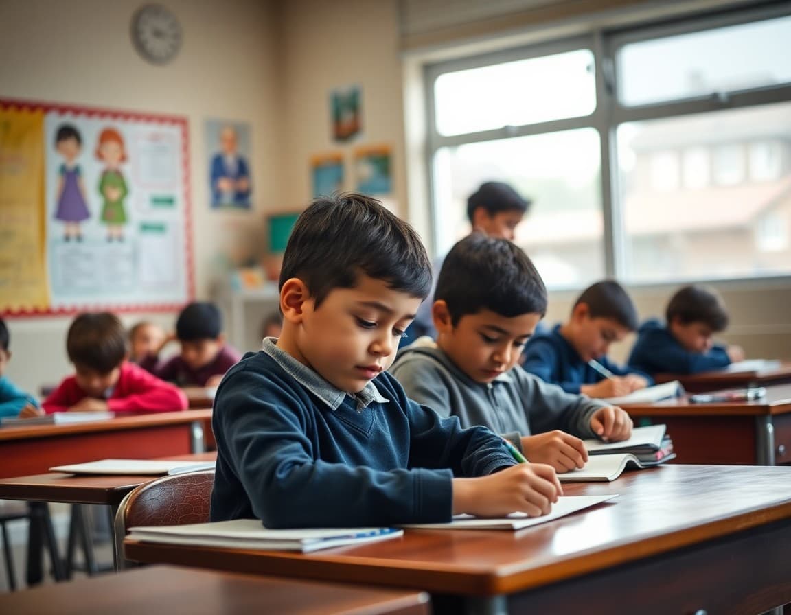 Elementary classroom activity related to cursive writing instruction with engaged students